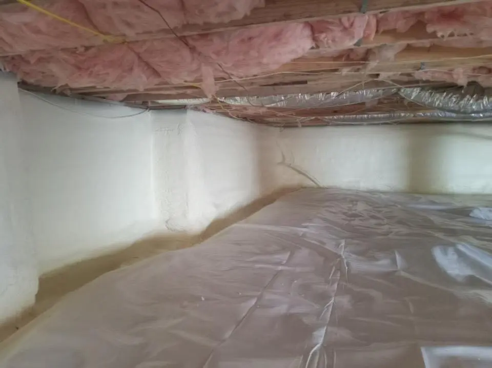 Crawl space encapsulation with closed-cell spray foam for Commercial Roof Restoration in West Puente Valley